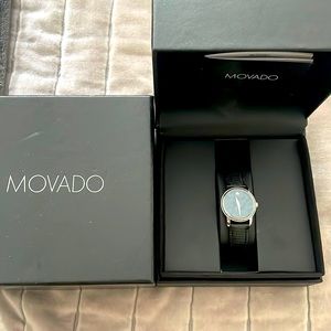 Movado Watch - black leather band